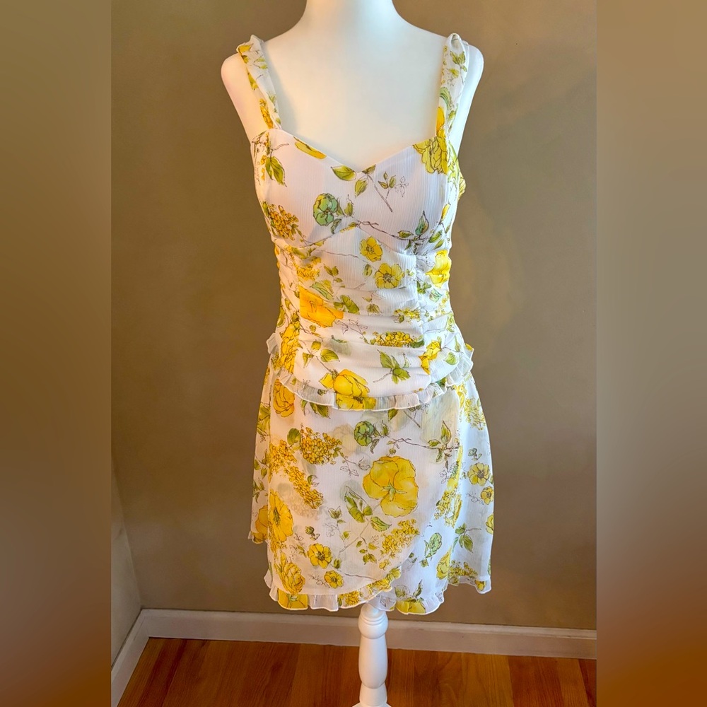 Y2K Ruby Rox romantic cottage fairy Floral Yellow Dress size 9 - Picture 1 of 13
